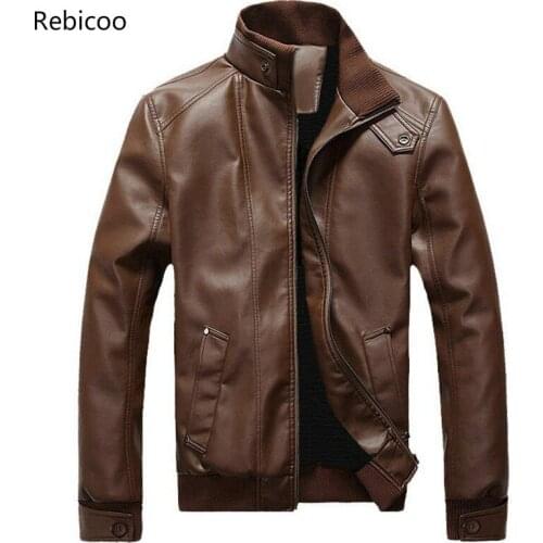 Mens PU Jackets Coats Motorcycle Leather Jacket Men Autumn Spring Faux Leather Clothing Male Casual Clothes Plus Size