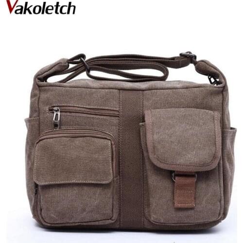 2020 New Fashion Vintage Men Canvas Handbags High Quality Men Shoulder Bags Male Capacity Messenger Bags A-185