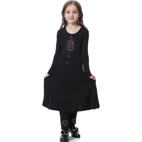 Two-piece Muslim Girl Dress Ensemble Musulman Saudi Arabia Malaysia Robe Long Sleeve Dress Children Islamic Clothing Abaya Suit