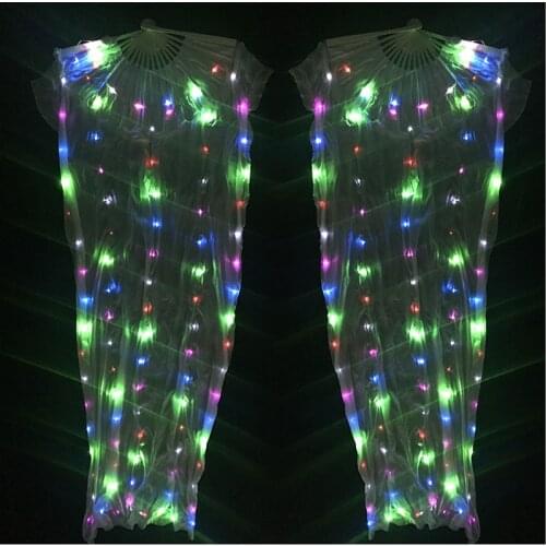 Tribal Belly Dance Led Light Fan Veil Silk Costume Accessories Veils Dance Fans 1 Pair