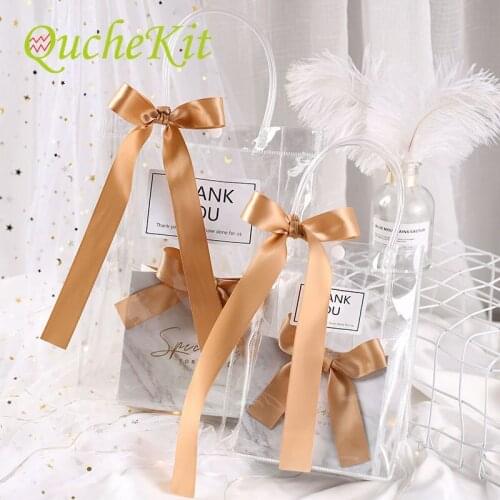 Transparent PVC Gift Bags Soft Tote Packaging Bag Clear Plastic Handbag Reusable Bag Shopping Cosmetic Storage Wedding Christmas