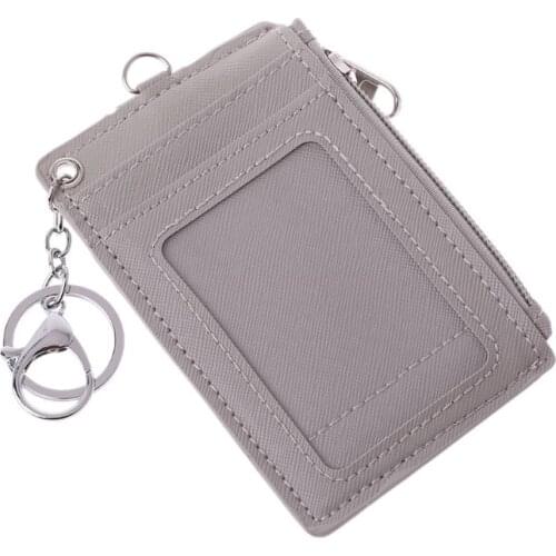 Portable Leather Business ID Card Credit Badge Holder Coin Purse Wallet Keychain 20CA