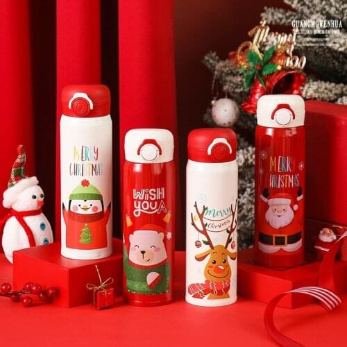 Christmas vacuum flask bouncing cartoon couple male and female students portable water cup gift customization