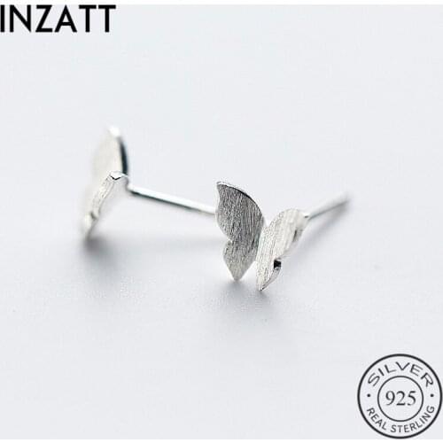 INZATT Real 925 Sterling Silver Minimalist Butterfly Stud Earrings For Fashion Woman Cute Fine Jewelry Animal Accessories Gift