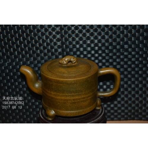 Old Chinese Handcraft Enameled YiXing Purple Clay Teapot ,Dragon,with mark,Free shipping