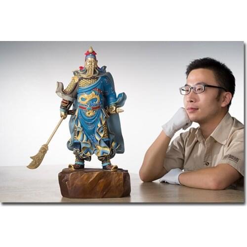 Large 2021 HIGH grade Home company Career Success luck wealth God Recruit money Dragon GUAN GONG CAI SHEN handmade brass statue
