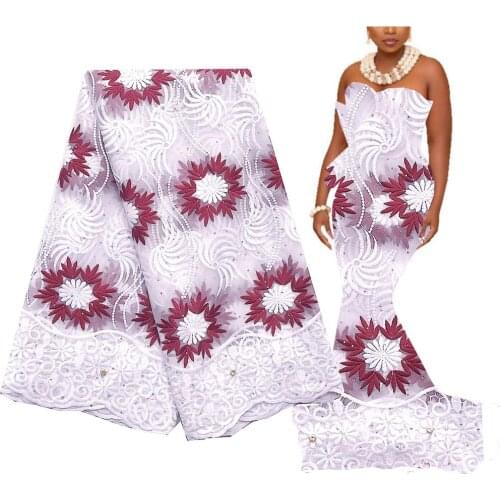 Wedding Nigerian Lace Fabric 2020 High Quality Lace Embroidered Pink White Lace Material 5 yards Green Tulle Lace Fabric 2020