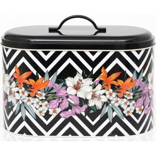 Bread Storage Box Food Container Kitchen Organizer Practical Metal Fruit Snack Box For Home Cuisine Decor Flower Design