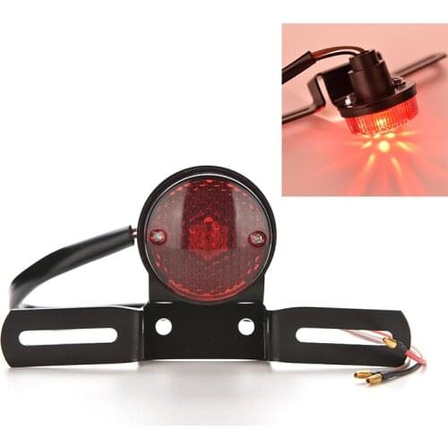 Red Lens Motorcycle Brake Rear License Plate Bracket Tail Light Universal 12V