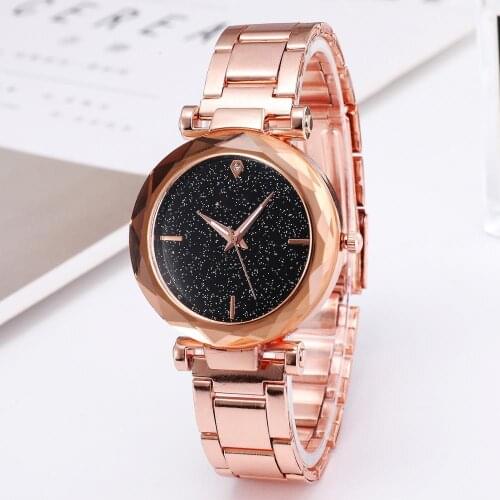 Ladies Fashion Starry Sky Watch Simple Steel Strap Womens Watches Luxury Casual Starry sky Golden Clocks Montre Femme Relogio