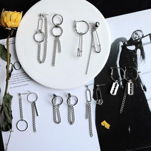 Hip Hop/Rock Minimalist Punk Rock Tassels Eardrop Personality Long Pin Chain Earrings Women Jewelry Gifts