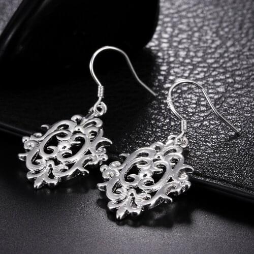 925 Sterling Silver fashion Retro window grilles earrings for women high quality party engagement Jewelry Christmas Gifts
