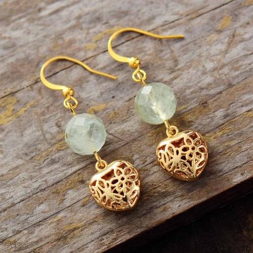 Women Natural Stones Heart Drop Earrings Jewelry High End Gemstones Dangle Earring Designer Jewelry Wholesale Dropshipping