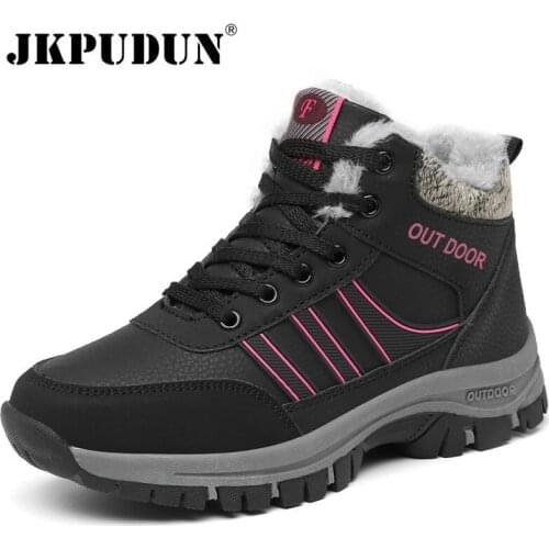 Winter Women Snow Boots Ladies Thick Plush Ankle Boots Couples Non-slip Casual Boot Waterproof Women Leather Boots Botas Mujer