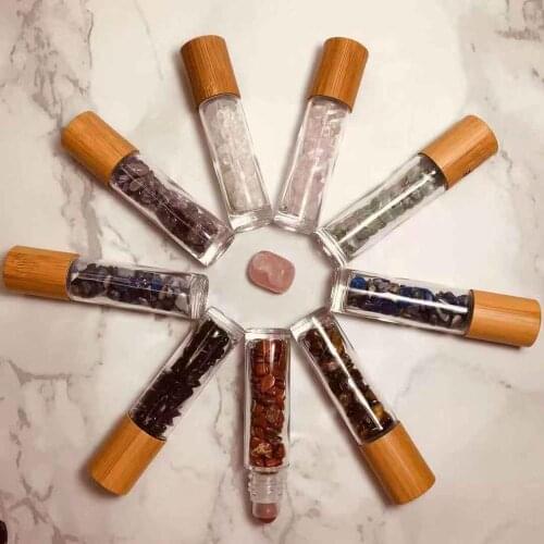 10ml Natural Gemstone Glass Roller Bottles doterra Essential Oils Massage Roller Bottles essential oil bottles Jade Roller