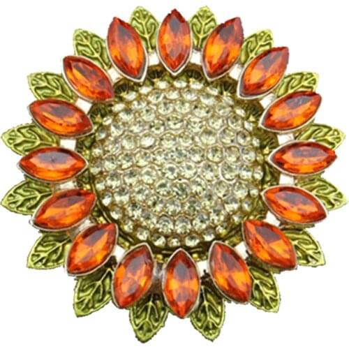 10pcs/Lot Free Shipping Elegant Rhinestone Sunflower Brooch Crystal Flower Brooch Pin