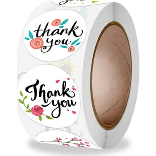 100-500pcs Floral Thank You Stickers Round Cute Animals seal label Gift decor Handmade scrapbooking Envelope Stationery sticker