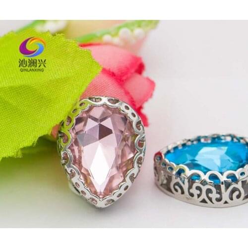 10x14mm Drop shape high quality glass crystal rhinestones,Birds nest shape base sew on stones for top grade jewelry accessories