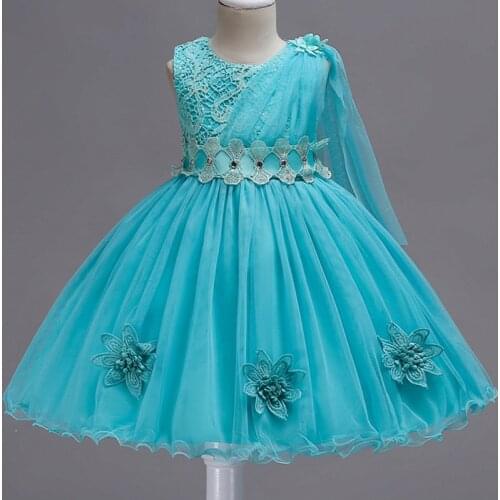 2018 Baby Girls Flower Layered Dress Kids Embroidered Appliques Wedding Princess Party Tutu Black Dresses Girls Frocks Vestido