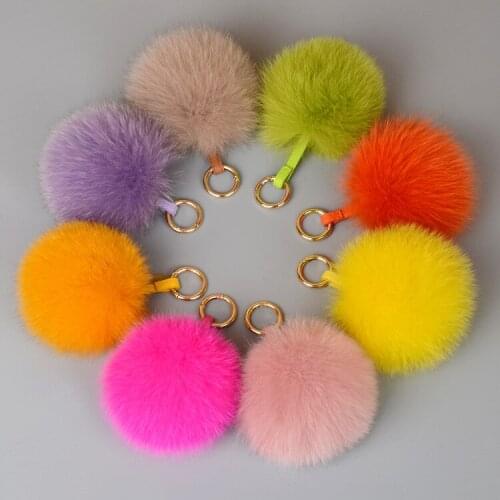 2020 Fashion Key Chain Real Fox Fur Ball Key Chian Bag And Car Decoration Pendent Fur Accessories