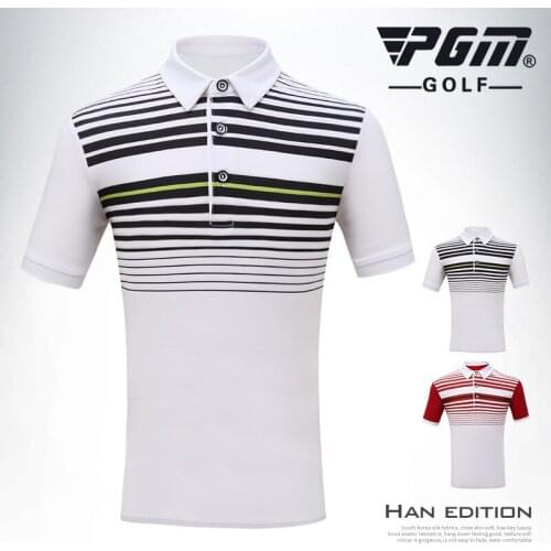 2020 Pgm Men Short Sleeved Golf T-Shirt Summer Breathable Comfortable Shirts Striped Anti-Sweat Tops For Men AA51873