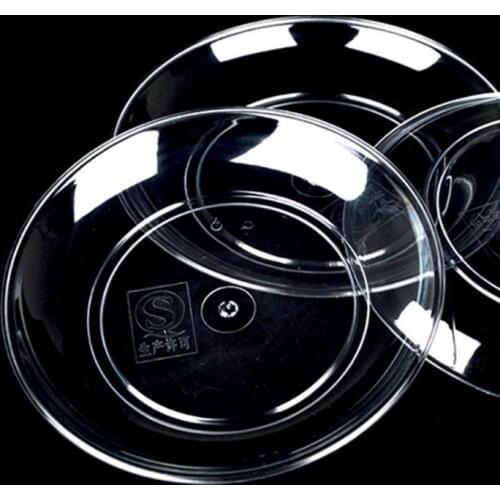 500Pcs Disposable Plates Clear Plastic Snack Plate Disposable Cake Plates Round Dish for Kids Wedding Party Festival 13cm SN377