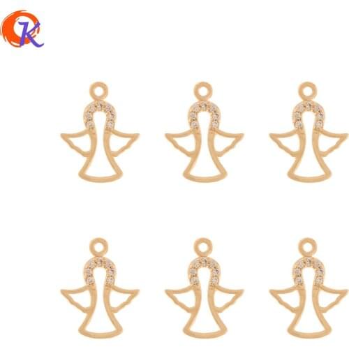 Cordial Design 50Pcs 12*15MM Jewelry Accessories/Hand Made/CZ Charms/Wing Shape/DIY Making/Rhinestone Pendant/Earring Findings