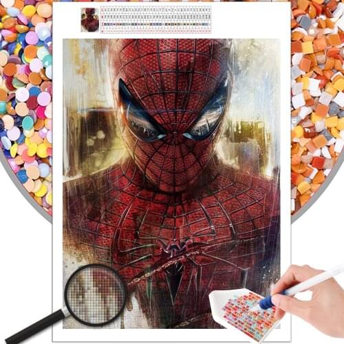 5D DIY Square Diamond Painting Cross Stitch Cartoon Hero Spiderman Marvel Character Round Full Embroidery Mosaic Home Decoration