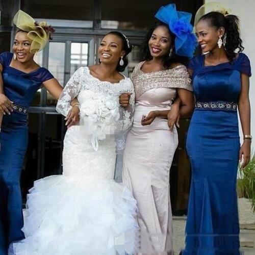 White Mermaid Wedding Dresses 2021 Scoop Neck Long Sleeves With Applique Tiered Ruffle Long Chapel Train Africa Modest Nigeria