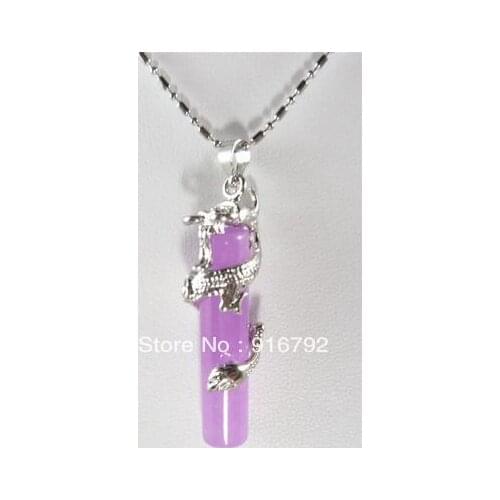 Free shipping *******Stunning purple stone dragon Jewelry Pendant Necklace