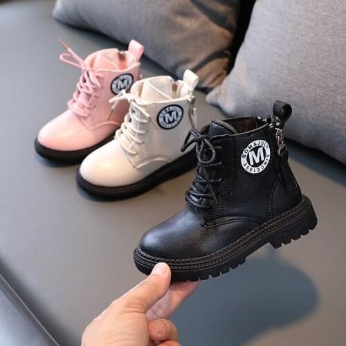 2021 new autumn and winter boys and girls Martin boots double zipper baby short boots 1-3 years old British style leather boots