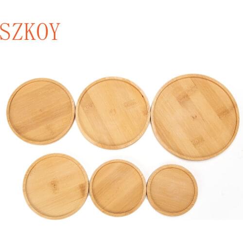 1PC 8 Design Flower Pot Holder Fleshy Bonsai Pad Bamboo Tray Wooden Flowerpot Tray Home Office Decor Planter Pots Mat Stand