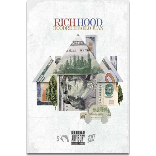 Hoodrich Pablo Juan Rich Hood Rap Music Album 2 Wall Sticker Silk Poster Art Light Canvas Home Decoration