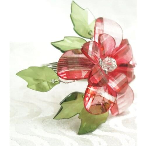 Red crystal flower napkin ring, napkin holder for wedding