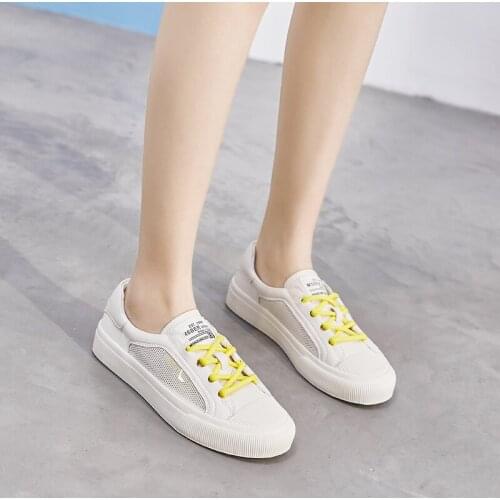 2020 Fashion Women Flats Pu Soft Leather Sneakers Canvas Loafers Comfort Lace Up Casual Spring Woman Vulcanized Shoes Summer