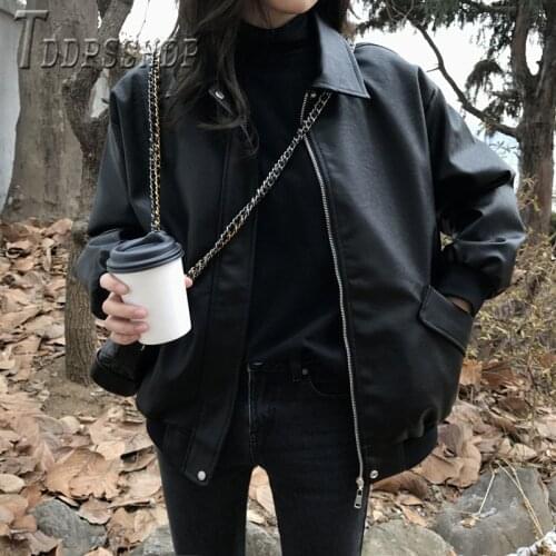 Pu Leather Women Korean Coat Thick Windproof Locomotive Style Plus Size Female Jacket