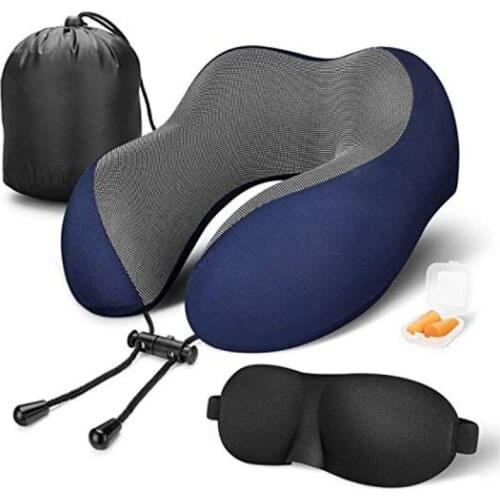 Inflatable U-shaped Pillows Massage Travel Pillow 100% Pure Memory Foam Neck Pillow Outdoor Portable Neck Travel Pillow