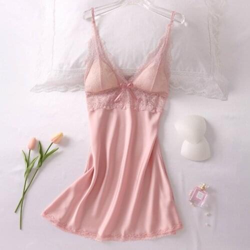 Sexy Bride Strap Nightgown Womens Lace Satin Nightdress Backless Nighty Gown Summer Sleeveless Sleep Sleepwear Home Dress