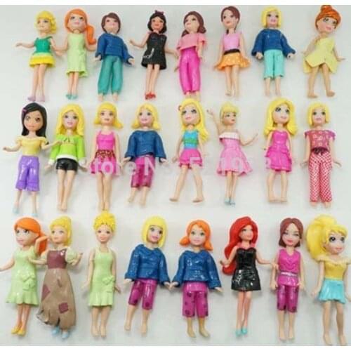 New Mixed 12pcs/set Cute Polly Pockets Girl Doll Figures 9-12cm For Best Gifts