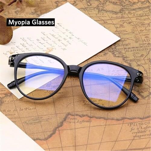 -1.0 -1.5 -2.0 -2.5 -3.0 -3.5 Retro Myopia Glasses Radiation Protection Nearsight Eyeglasses Men Women Anti Blue Light Eyewear