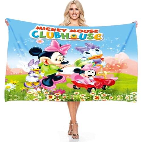 Mickey Mouse Clubhouse Character Printed Beach Towel for Adult Children Gifts Microfiber Rectangular Bath Towels 140x180cm Size