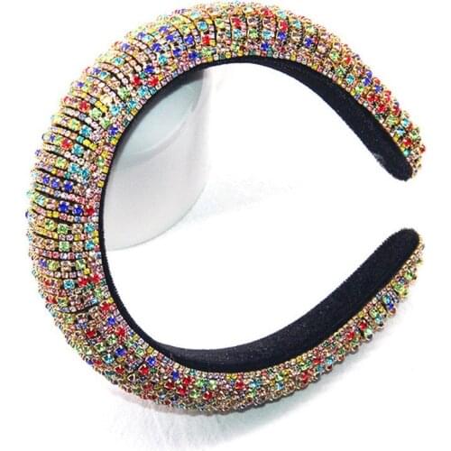 Wholesale Luxury Rhinestones Hair Band Accessories Headbands For Women Full Crystal Padded Hairbands Fashion Baroque Headdress