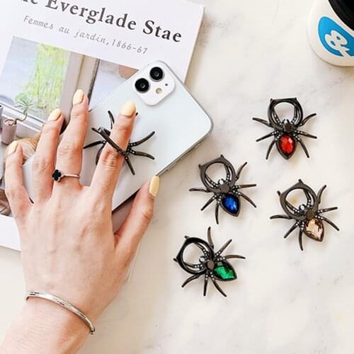 Luxury 360 Rotate 3D Diamond Metal Spider Mobile Phone Finger Ring Holder Universal Stand for iPhone Sumsang Huawei Xiaomi cases
