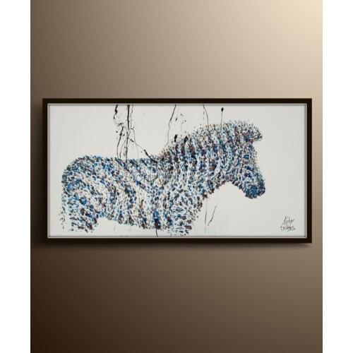 Hand Painted Modern New Zebra Oil Painting On Canvas Paintings Abstract Cartoon Animals Wall Art Pictures For Living Room Decor