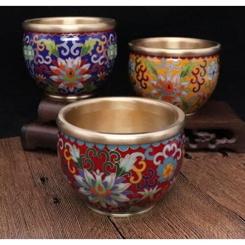 Handmade Chinese Cloisonne Filigree Decoration Incense Burner Table Home Decor Crock Polished Enamel Copper Lucky Vat jar Gifts