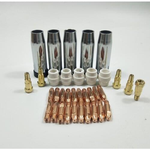 24KD Welding Torch Consumable 35pcs 0.8mm 1.0mm 1.2mm MIG Torch Gas Nozzle Tip Holder Gas Diffuser of MIG MAG Welding Machine