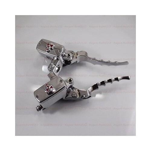 Red Skull 7/8" 22mm Handlebar Brake Clutch Reservoir Lever For Yamaha Honda Suzuki Kawasaki