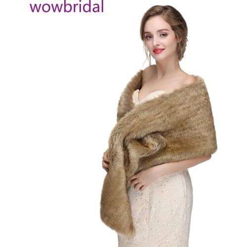 WOWBRIDAL Warm Faux Fur Winter Bridal Cape Wedding Cloaks Party Wraps Jacket Wrap Boleros De Encaje Boleros De Mujer