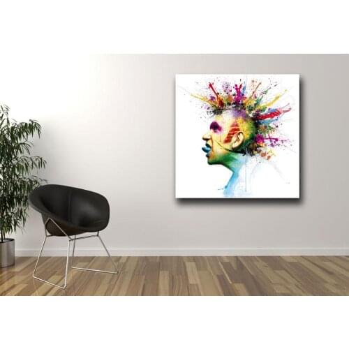 Wxkoil Oil Painting Pop Art Hippie Head Wall Decor Painted Wall Art Canvas Printed Living Room Painting Wall Art Pictures