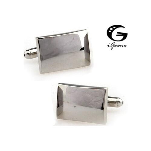 IGame Cufflinks Wholesale Silver Color Mirror Plain Rectange Design Free Shipping